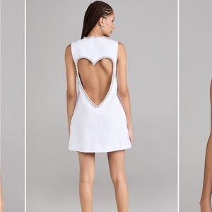 Area Crystal Heart back White Dress